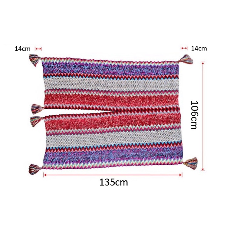 Khăn áo choàng boho thổ cẩm nữ mùa thu đông kiểu khoác ngoài chất len móc dày ấm 106*135cm - AC0201 The Collar Box