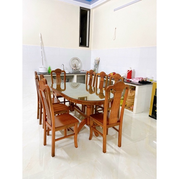 Bộ Bàn Ghế Ăn Bầu Dục Gỗ Xoan Đào