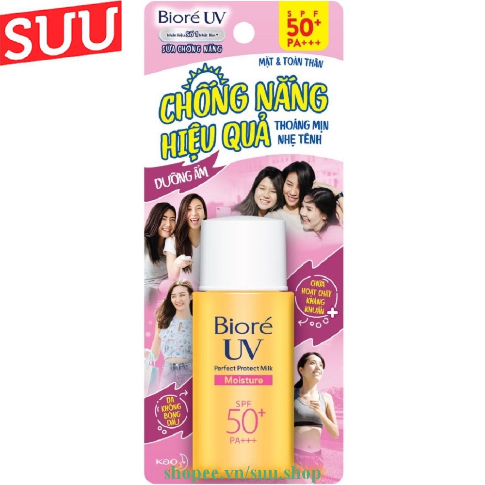 Sữa Chống Nắng 25ml Biore UV Perfect Protect Milk Moisture Dưỡng Ẩm SPF50+/PA+++, suu.shop Cam Kết 100% Chính Hãng.