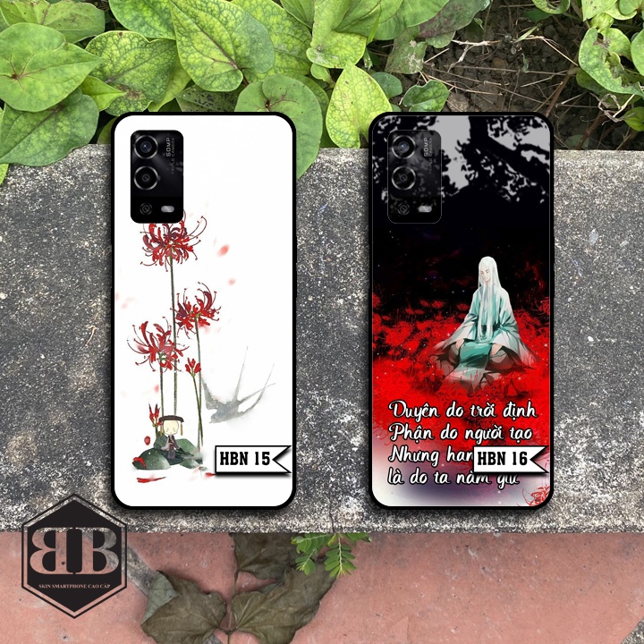 ỐP LƯNG KÍNH CƯỜNG LỰC OPPO A55 hình hoa bỉ ngạn
