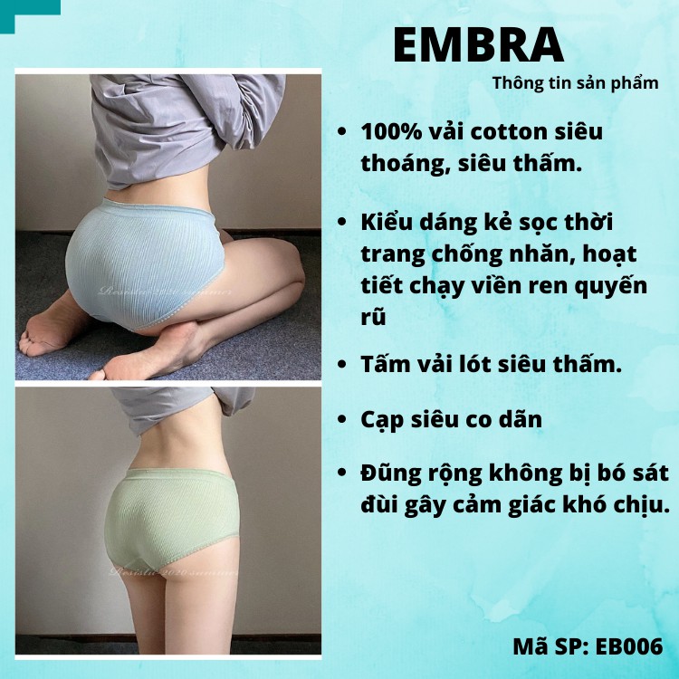 Quần Lót Nữ Siêu Thoáng Embra Kẻ Xọc Thời Trang Co Giãn Cực Tốt EBQL04
