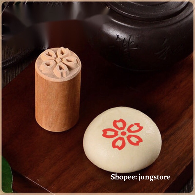 Con dấu mộc đóng bánh bao, bánh pía hình hoa mai M374