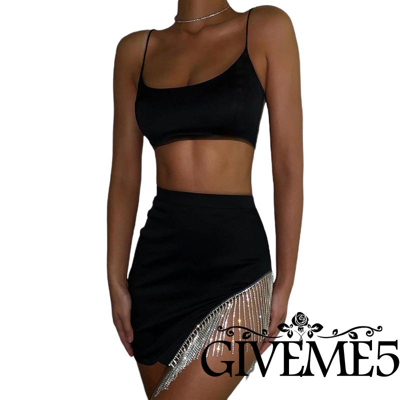 Set 2 Món Chân Váy Và Áo Croptop Thời Trang Quyến Rũ Cho Nữ