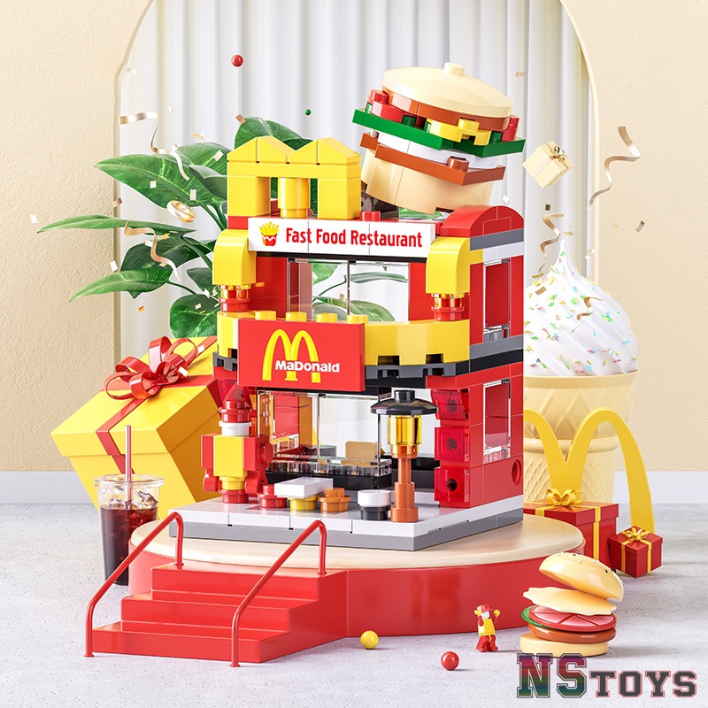 Đồ chơi khối xây dựng lego City Street View Series Xây dựng mô hình những người bạn Quà tặng cho trẻ em trò chơi trí não