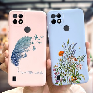 Ốp Điện Thoại Dẻo Họa Tiết Hoa / Lông Vũ Mỏng Nhẹ Thời Trang Cho OPPO Realme C11 2021 2020 C21 C21Y