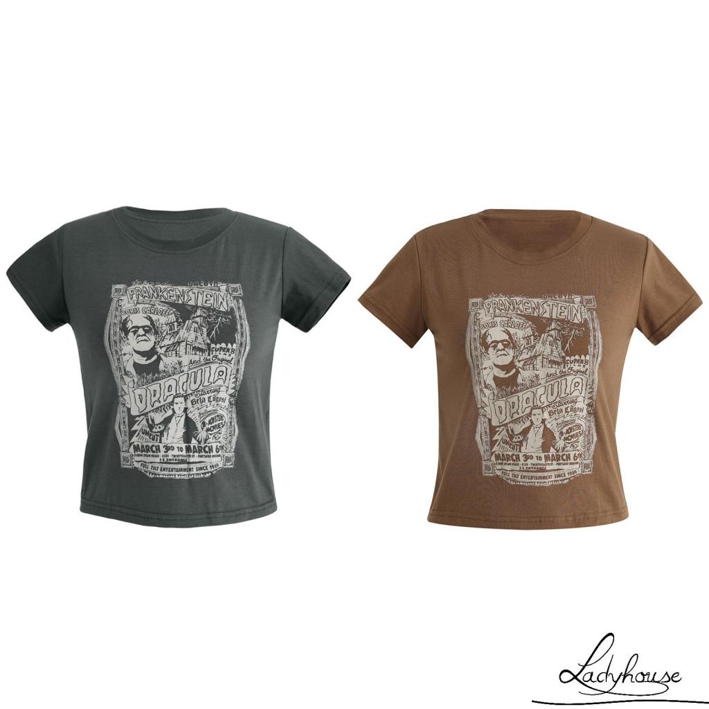 Áo Thun Tay Ngắn Cổ Tròn In Họa Tiết Hoạt Hình Sáng Tạo Thời Trang Mùa Hè Cho Nữ