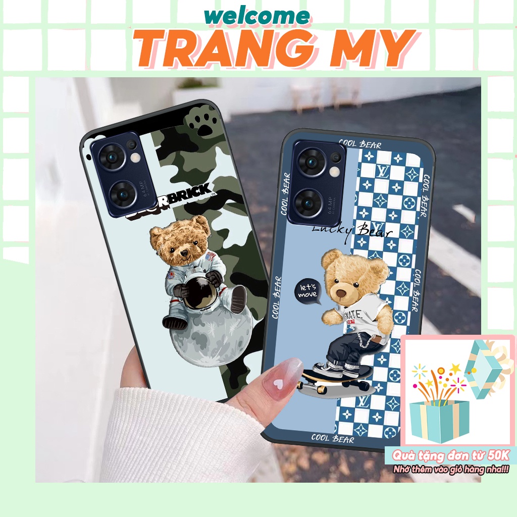 Ốp lưng Oppo RENO 7 bear brick, gấu cool bear thời trang cao cấp, ốp lưng dẻo RẺ BỀN ĐẸP
