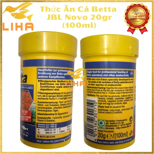 Thức Ăn Cá Đá JBL Novo Betta 20gr (100ml) - Thức Ăn Cho Cá Betta, Cá Đá