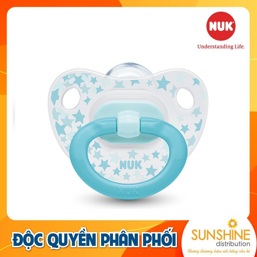 Bộ 2 ti giả NUK silicone Happydays 0-6m, 6-18m - Hàng cao cấp chính hãng