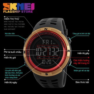SKMEI- Đồng Hồ Thể Thao Nam Kỹ Thuật Số Đèn LED Hiển Thị Giờ , CÓ CHỨC NĂNG ĐẾM NGƯỢC