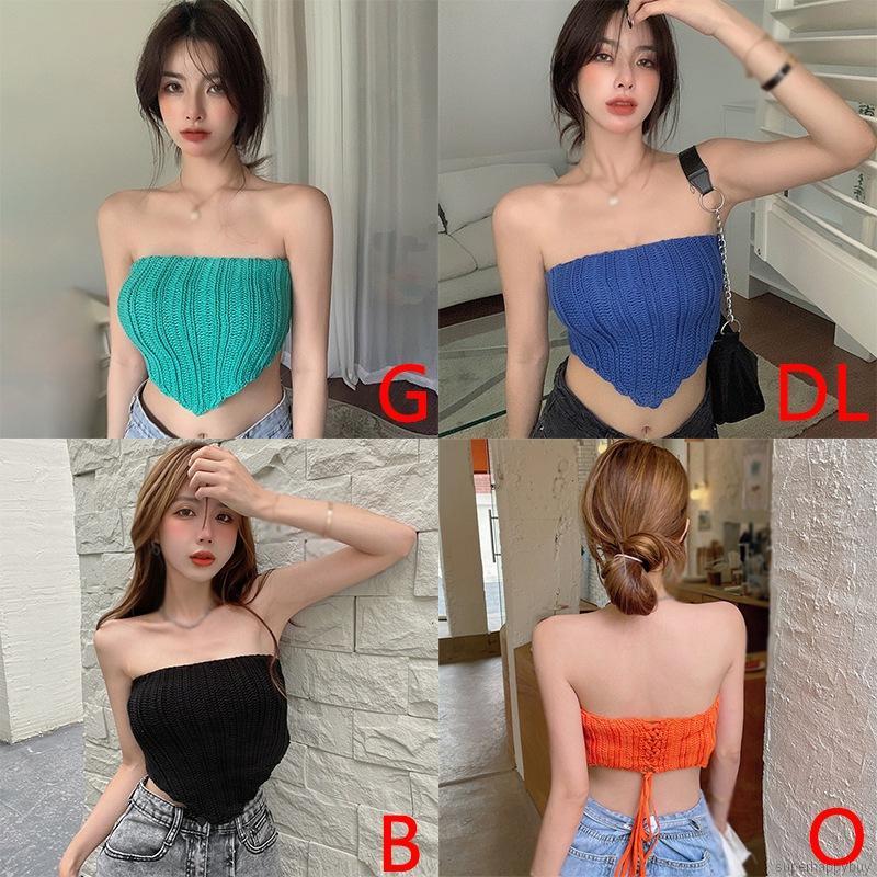Áo Croptop Sát Nách Dệt Kim Hở Lưng Quyến Rũ Sành Điệu