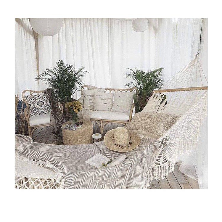 Passion Võng Lưới Thanh Gỗ Tua Rua Boho Trang Trí Ngoài Trời Trang Trí Ngoài Biển 200x100cm PA10272