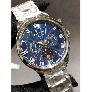 Đồng hồ nam Citizen moon phase Eco-Drive mặt xanh AP1050-81L