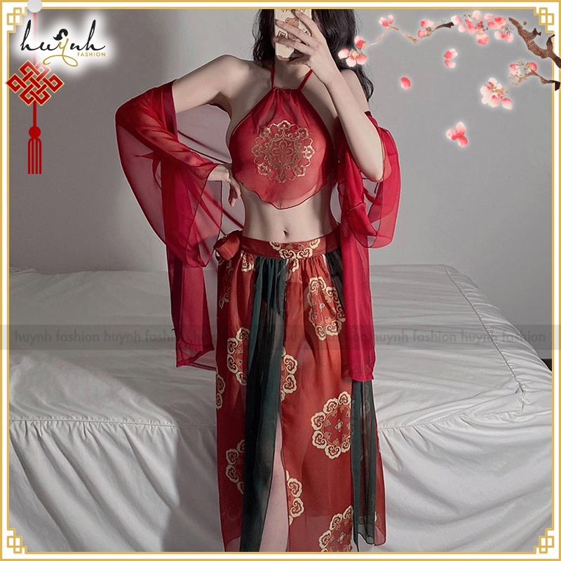 Đồ Hóa Trang Áo Choàng Kèm Yếm Cổ Trang Trung Hoa Cao Cấp Sexy Chinese Hanfu Cosplay - CO17