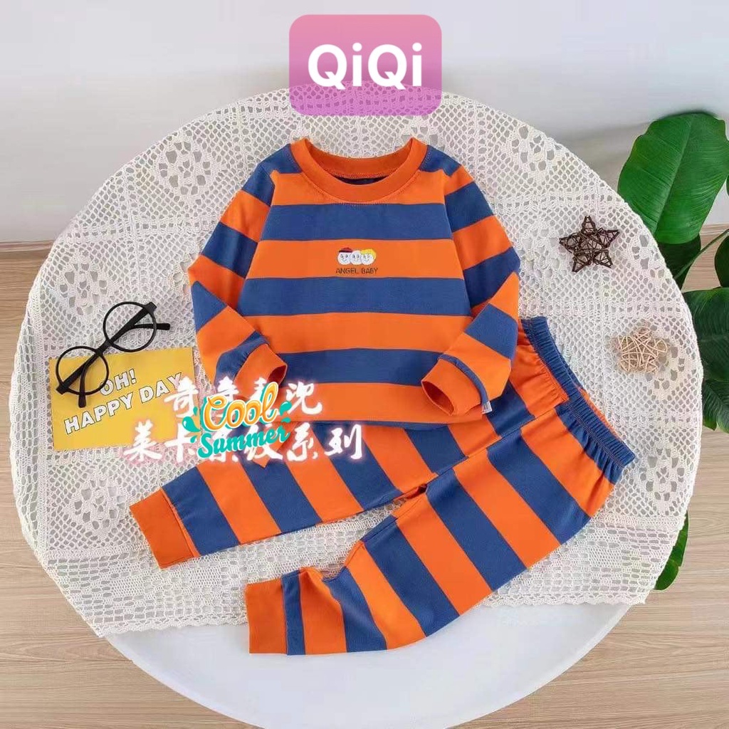Đồ bộ bé trai quảng châu xuất hàn  Bộ quần áo dài tay QiQi cotton xuất Hàn cho bé trai