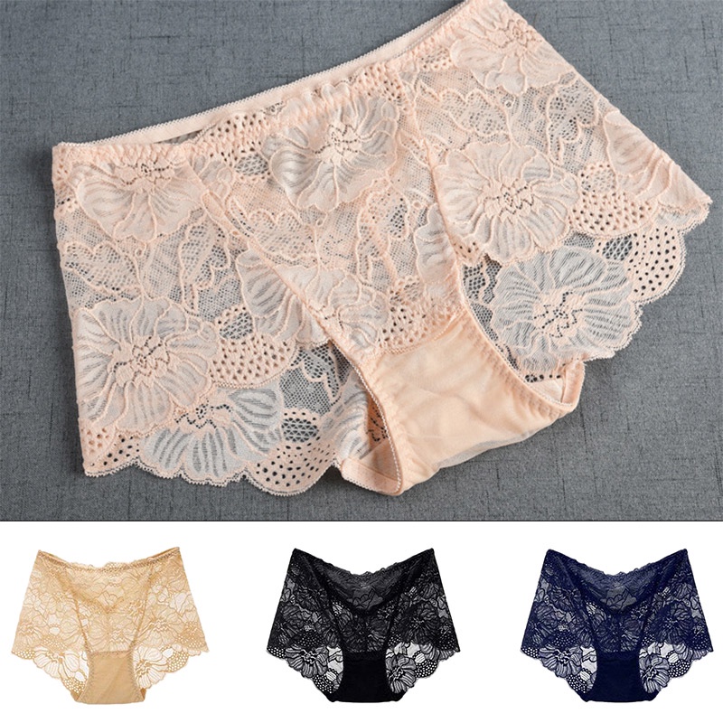 3 Quần Lót Ren Hoa Lưng Cao Thiết Kế Xuyên Thấu Quyến ZXYOUPING