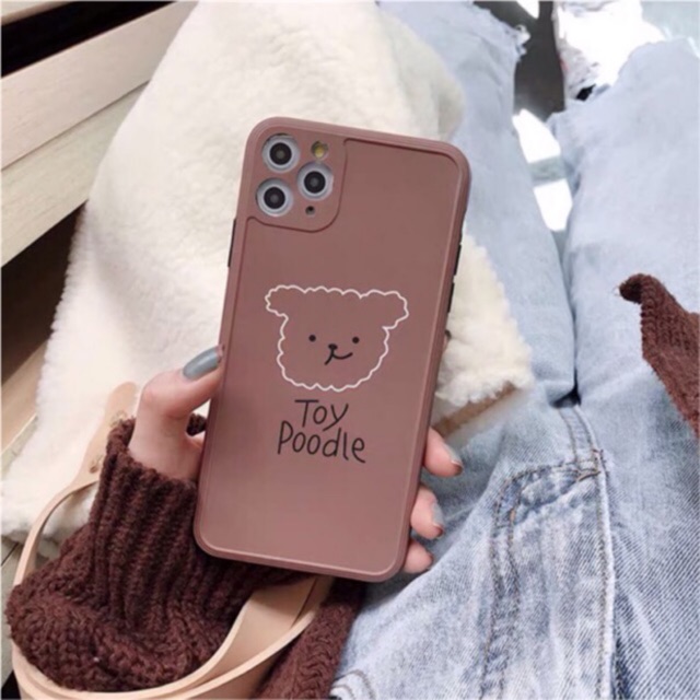 Ốp lưng iphone bảo vệ camera Chó Poodle Nâu