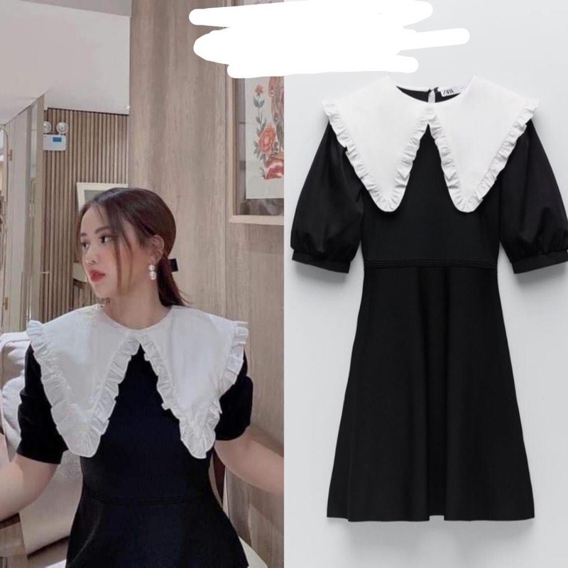 Đầm zara auth cổ trắng size S