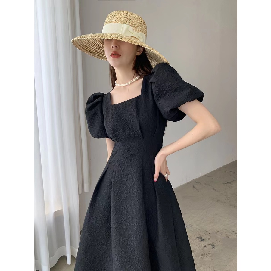 Váy Nữ Đầm Cổ Vuông Tay Phồng Thanh Lịch Tiểu Thư Màu Trắng Phong Cách Vintage Pháp