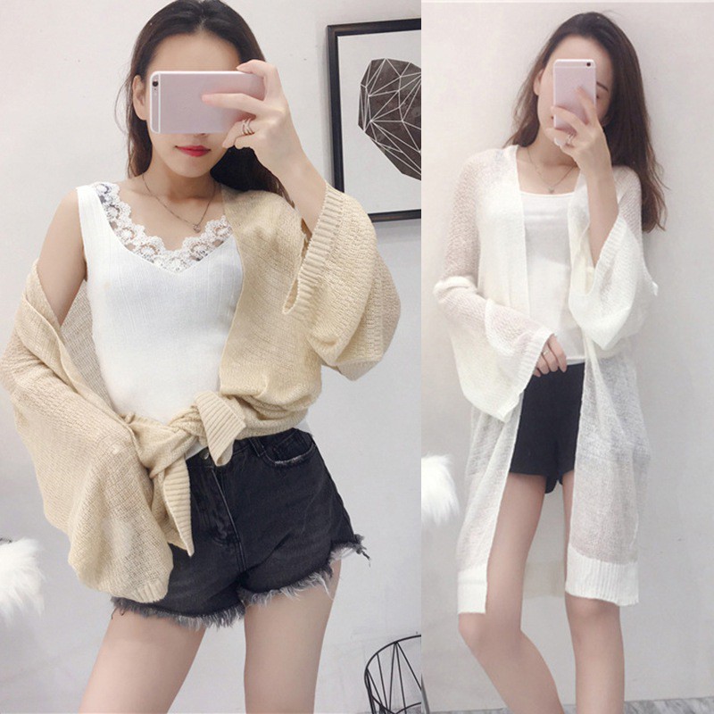 [Baywellfashion]Áo khoác Cardigan dệt kim vải mỏng dáng dài thiết kế hợp thời trang dành cho nữ | BigBuy360 - bigbuy360.vn