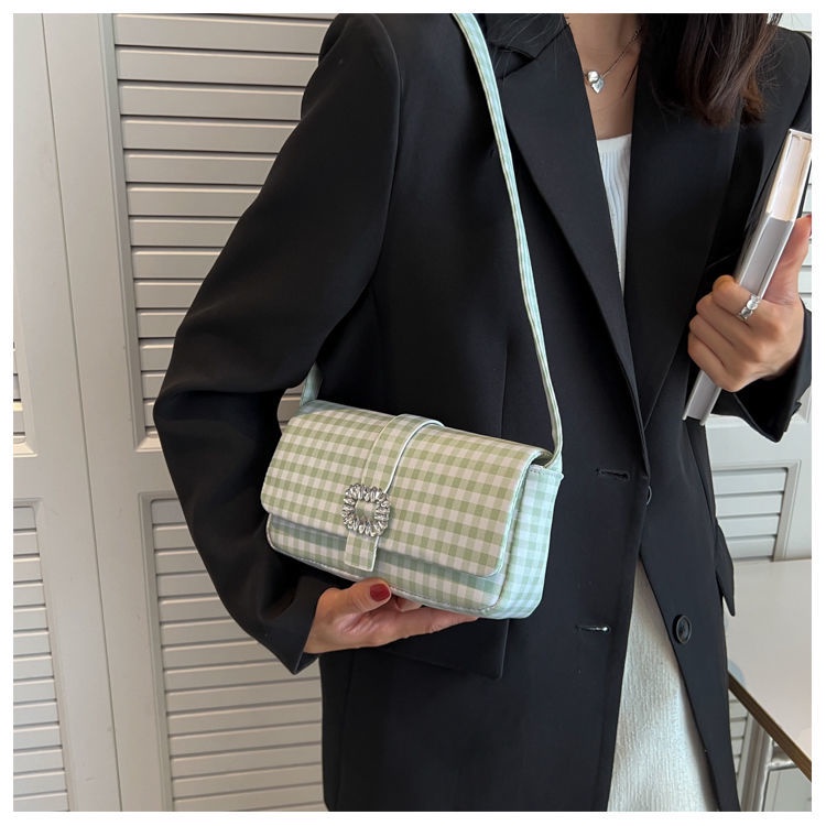 Túi Xách Đeo Vai / Kẹp Nách Hình Vuông Họa Tiết Kẻ Sọc Màu Sắc Tương Phản Thời Trang 2022 Cho Nữ