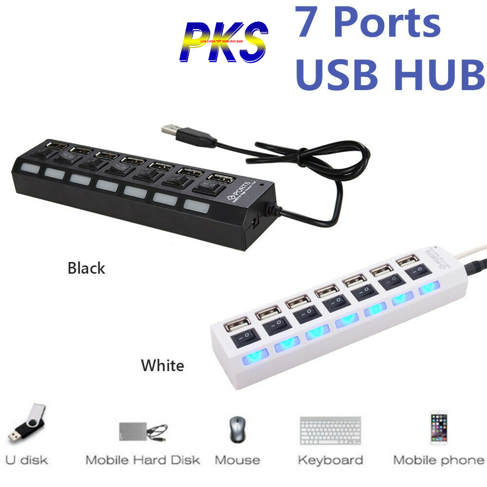 HUB chia 7 cổng USB 3.0 Orico tích hợp cấp nguồn phụ cổng Type-C tiện dụng