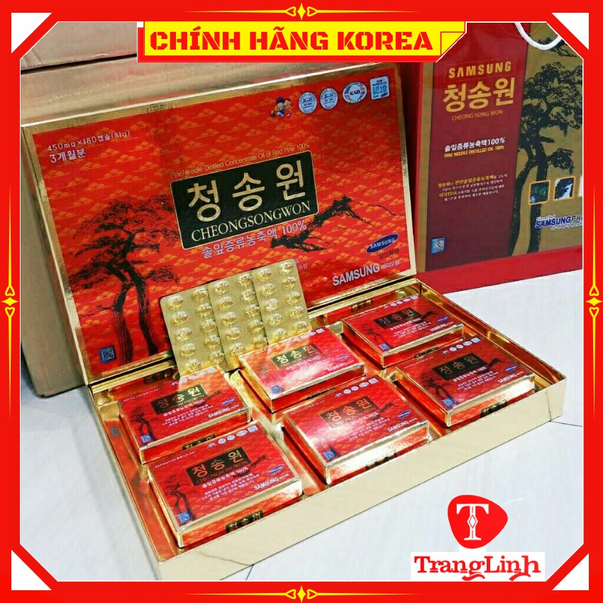 Tinh dầu thông đỏ hàn quốc Cheongsongwon cao cấp, hộp đỏ 180 viên - tranglinhkorea