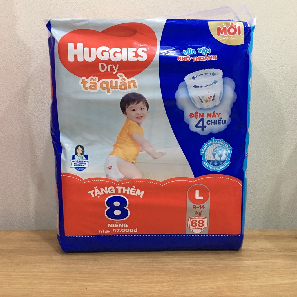 Tã quần Huggies êm mềm khô thoáng L68 mới (cho trẻ 9-14kg)