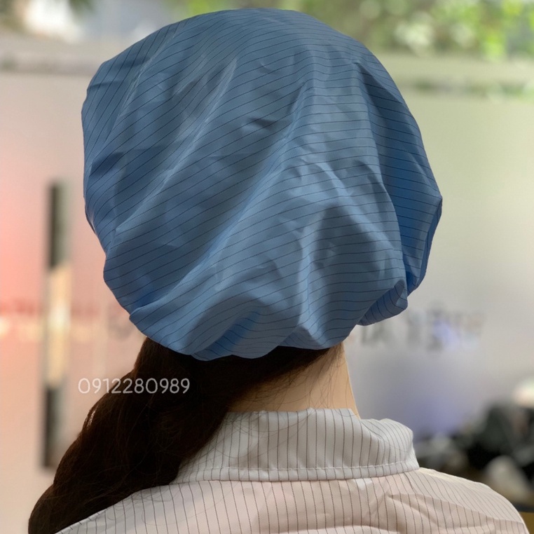Nón bánh tiêu phòng sạch vải chống tĩnh điện _ Hình chụp thật