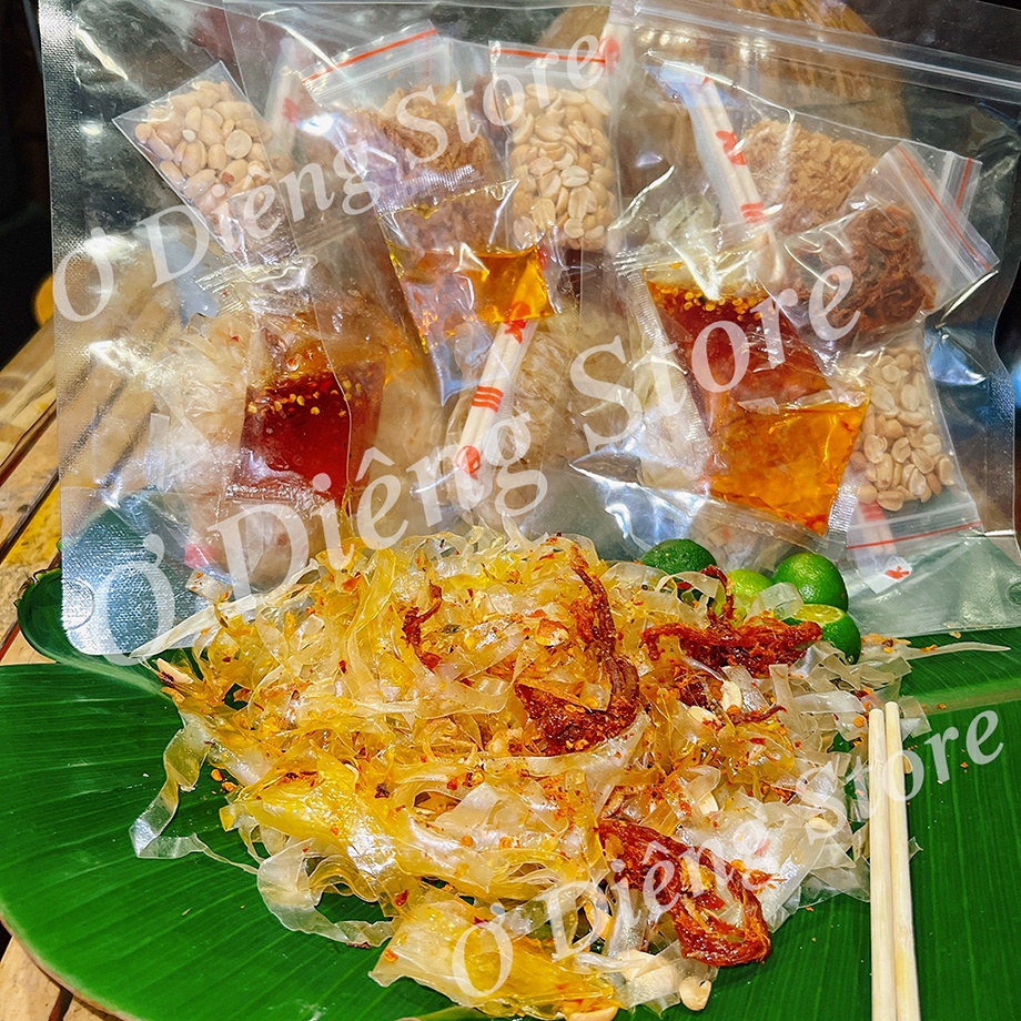 Combo 3 bịch bánh tráng ủ sương trộn khô bò ngũ vị - Tặng SỐT BÒ