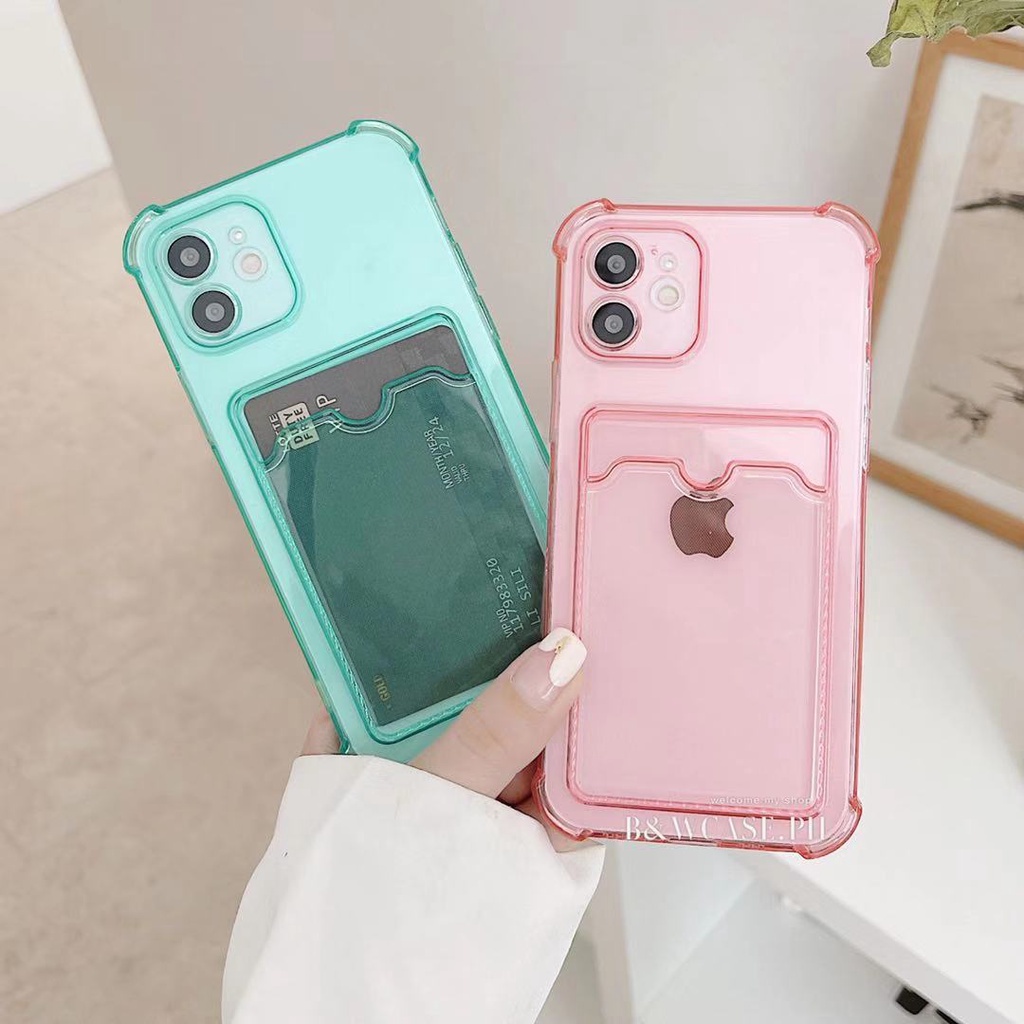 Ốp Điện Thoại Dẻo Trong Suốt Chống Sốc Có Ngăn Đựng Thẻ Cho Iphone 11 12 Pro Max Ix Xs Max Xr I7 8 Plus | WebRaoVat - webraovat.net.vn