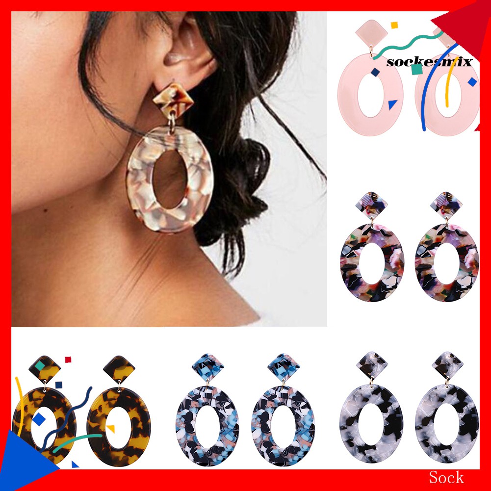 Khuyên Tai Hình Oval Phong Cách Retro