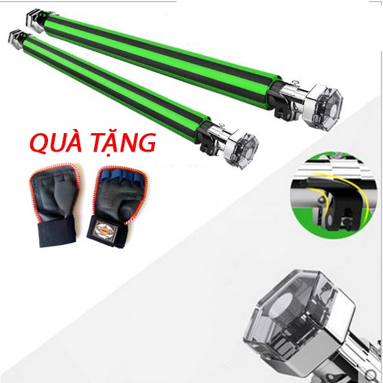 Xà Đơn Treo Tường 2020 KT 83-130cm Sọc Xanh Tích Hợp Chốt Chống Xoay + Tặng Găng Tay