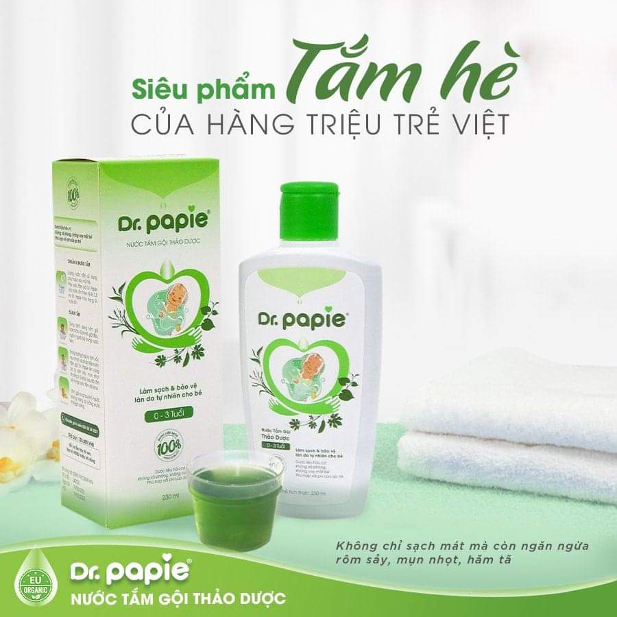 Nước tắm gội thảo dược cho bé Dr.Papie chai 200ml - có bán sỉ