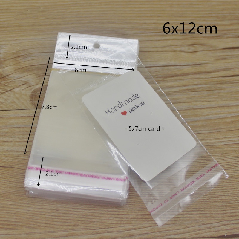 Set 200 túi nhựa OPP trong suốt đựng trang sức tiện dụng