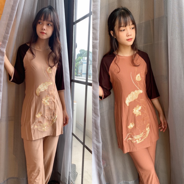 Áo đi lam phật tử đi chùa _ cách tân thun thổ cẩm _ bigsize 75kg