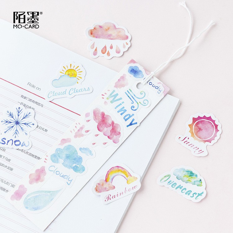 [Hôp 46 Miếng] Sticker Thời Tiết Đáng Yêu - Hình dán trang trí sổ Molangshop