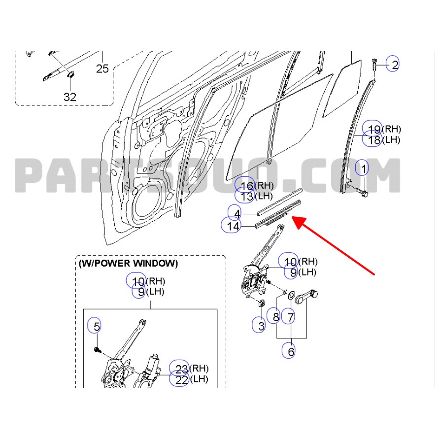 Đế giữ chân kính cánh cửa sau Kia Morning/ Hyundai Getz - Mã phụ tùng 8341207000