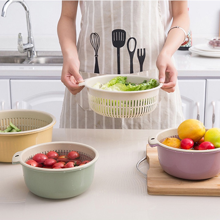 Bộ rổ giá lỗ và chậu thau 2in1 nhựa PP an toàn sức khỏe