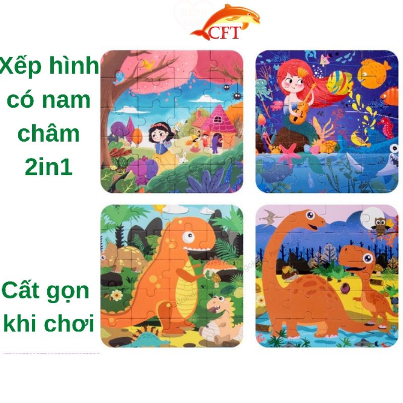 Xếp hình nam châm cho bé từ 3 tuổi bộ ghép hình puzzle có 5 mẫu hình mỗi mẫu gồm 2 bức ghép mỗi bức 20 mảnh
