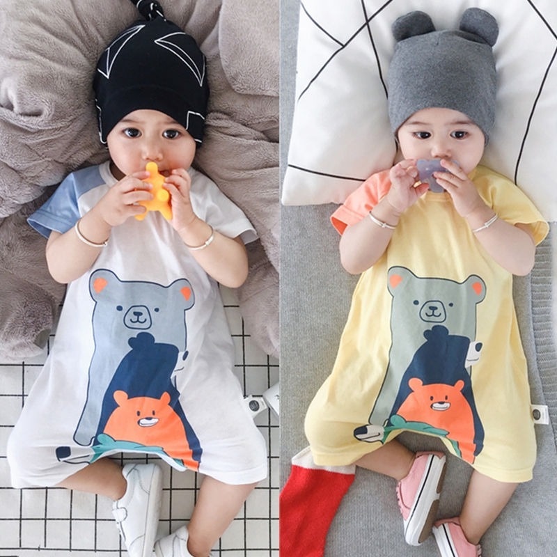 Áo Liền Quần In Họa Tiết Hoạt Hình Cho Bé 0-18 Tháng Tuổi