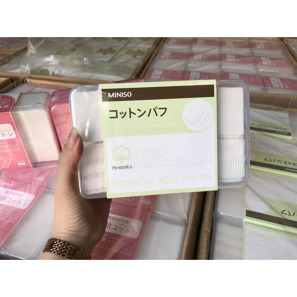 Bông Tẩy Trang Miniso Nhật Bản hộp 475 miếng