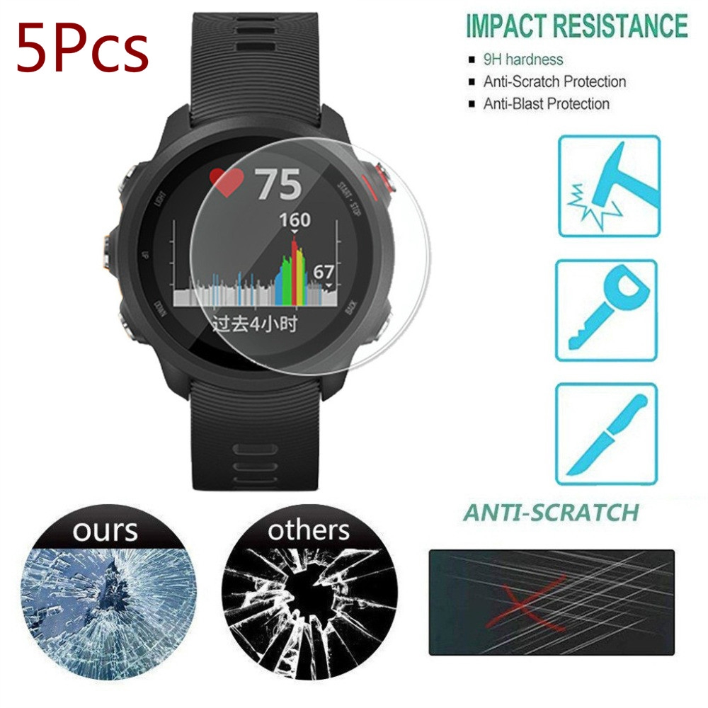 5 PCS  for Garmin Forerunner 245 945 935 735xt 735 645 Clear Film Tempered Glass Screen Protector Watch Anti-scratch