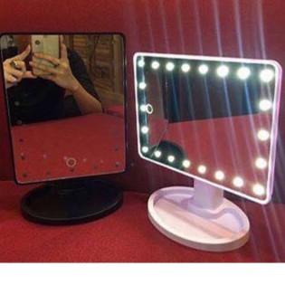 Gương để bàn có đèn led dùng pin