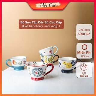 Cốc sứ, ly sứ uống trà họa tiết cherry decor phong cách Bắc Âu
