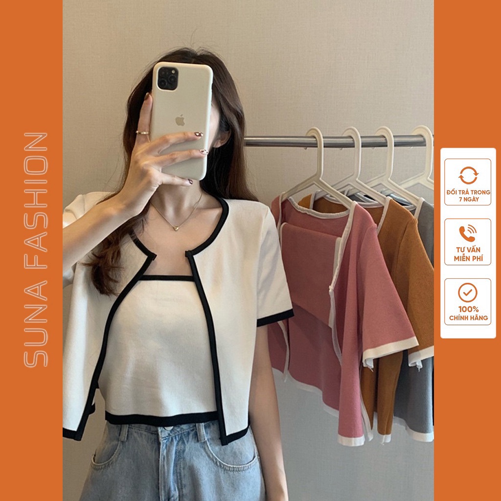 Sét hai món áo ống viền kèm áo khoác xinh phong cách SUNA FASHION