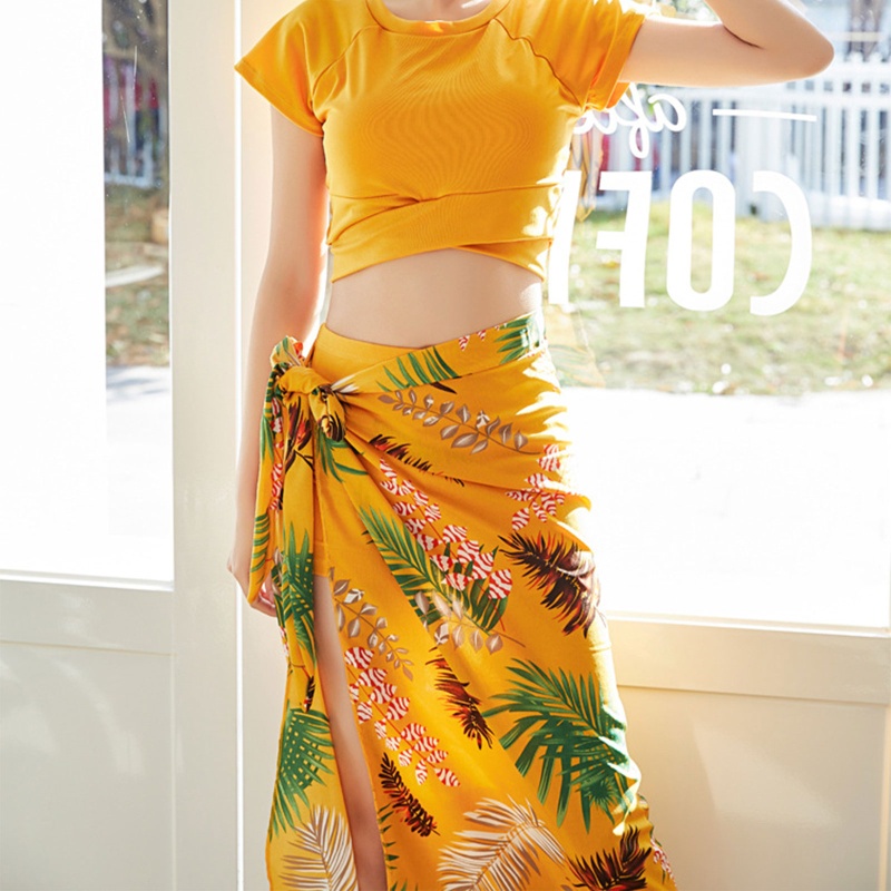 Bộ Bikini 3 Mảnh Cổ Tròn In Họa Tiết Thời Trang Cho Nữ