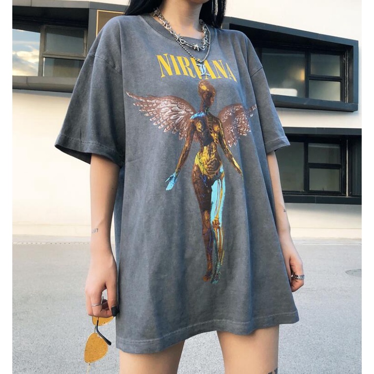 Áo Thun Tay Ngắn Chất Liệu Cotton In Họa Tiết nirvana Thời Trang Cho Nam Nữ