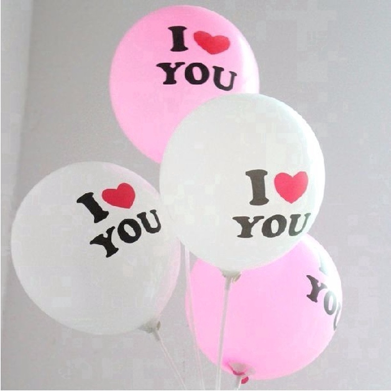 Set 10 bong bóng chữ I Love U màu trắng dùng cho tiệc cưới/ sinh nhật