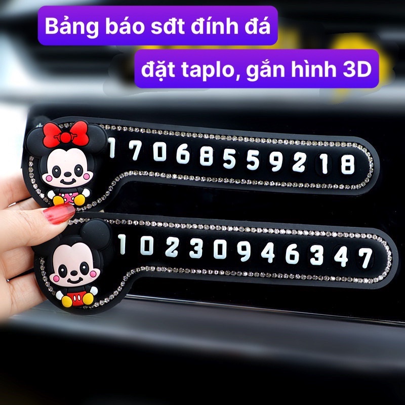 Bảng số điện thoại đặt taplo đính đá 3D gắn nhiều hình dễ thương